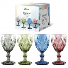 DIAMOND SET 4 CALICI VETRO VINO 330ML. (6pz)